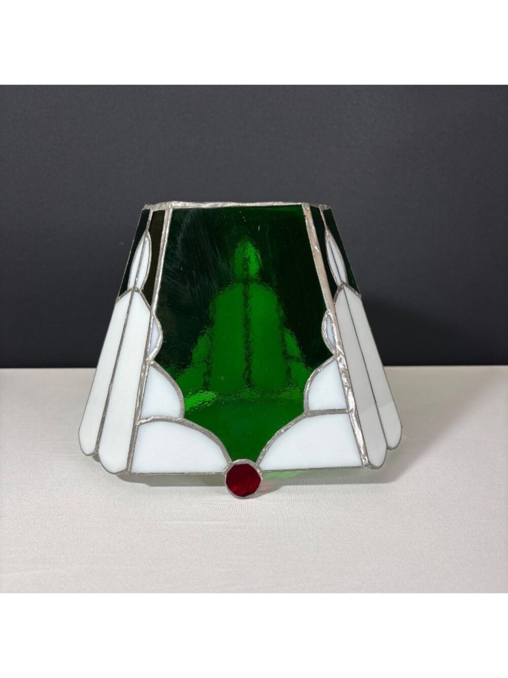 Stained Vintage Candle Holder Planter Handcrafted Acrylic Green White Red Decor - Picture 5 of 10